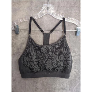 Fabletics Seamless Sports Bra XXS Floral Lace Racerback Adjustable Strap Gym